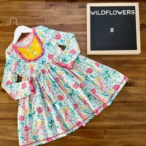 Wildflowers La La Land Wishy Flowers Dress 8 Pink Yellow Floral Knit Ruffle